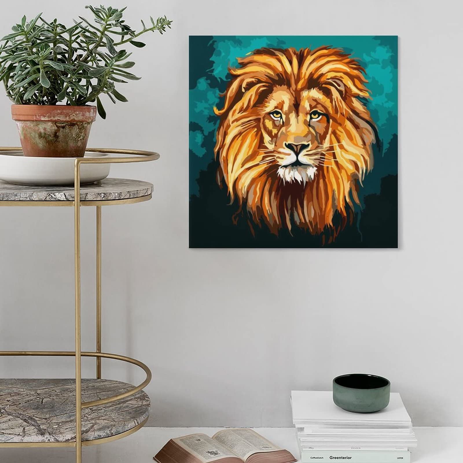 Amazon｜悲しいライオン インテリア装飾額装壁用絵画